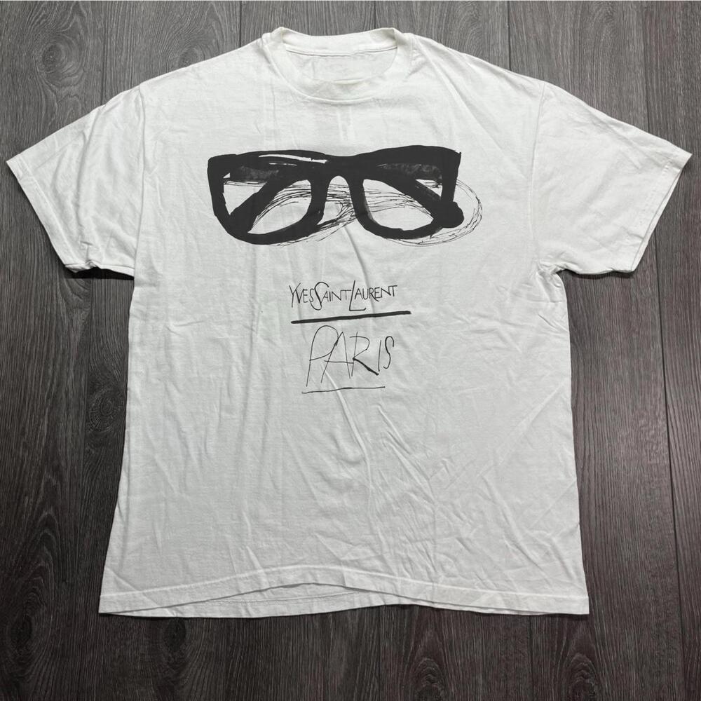 White Yves Saint Laurent Graphic Tee